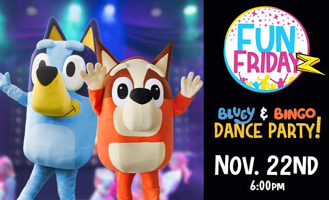 Bluey and Bingo dance party